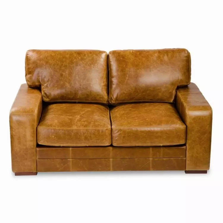 Three seater deals brown leather sofa